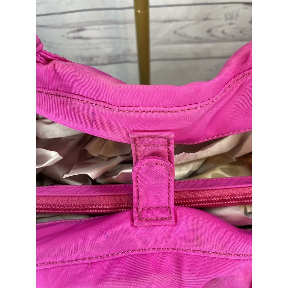 Kate Spade New York Hot Pink Nylon Tote Bag Bow Accent Shoulder Purse - Picture 12 of 13